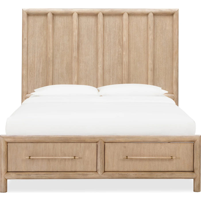 Sivra Natural Acacia Storage Bedroom Frame – Modern Textured Wood Design
