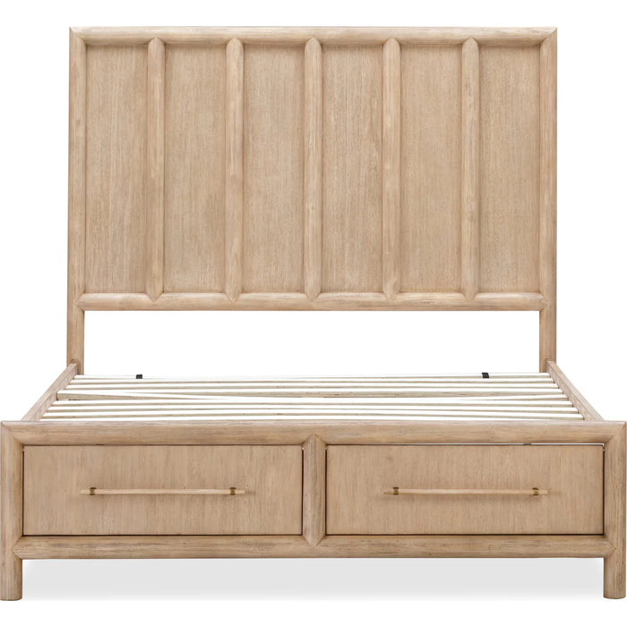 Sivra Natural Acacia Storage Bedroom Frame – Modern Textured Wood Design