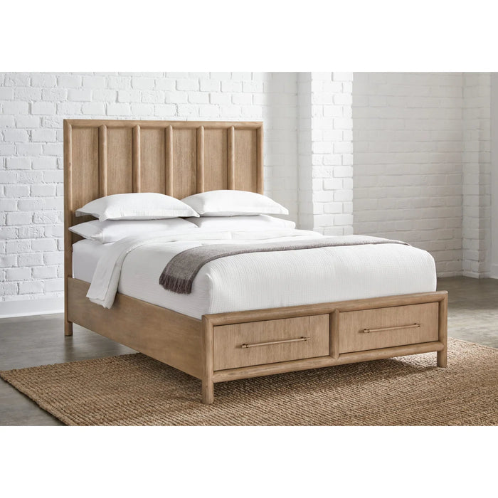 Sivra Natural Acacia Storage Bedroom Frame – Modern Textured Wood Design