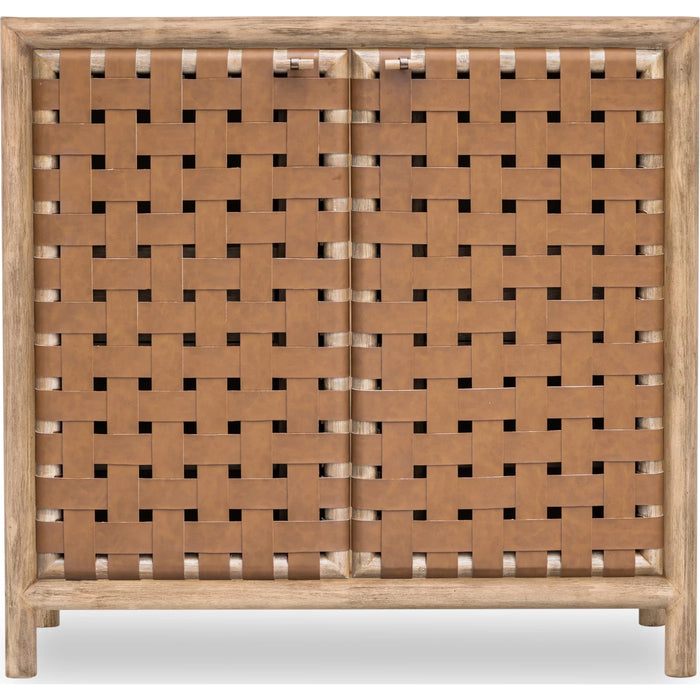 Sivra Acacia Wood Wine Cabinet with Woven Doors - 42"W