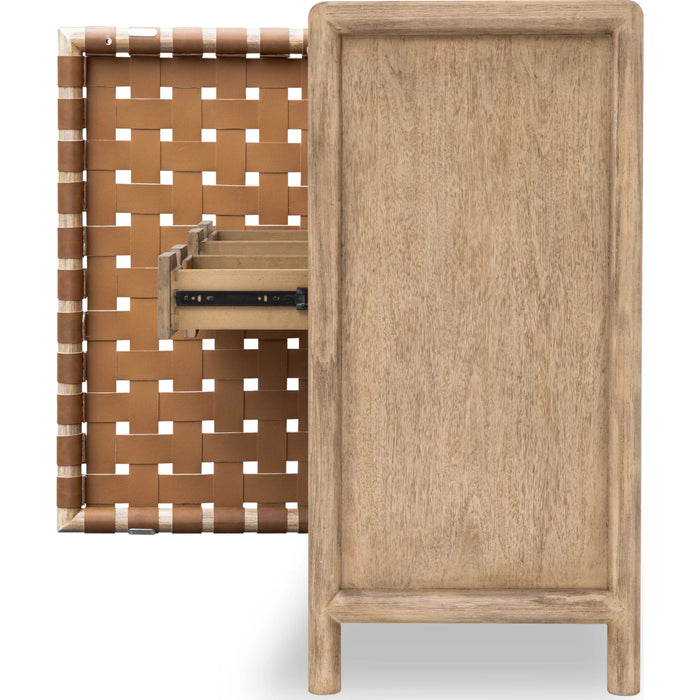 Sivra Acacia Wood Wine Cabinet with Woven Doors - 42"W