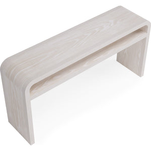 Drake console table in ash wood, sugar finish
