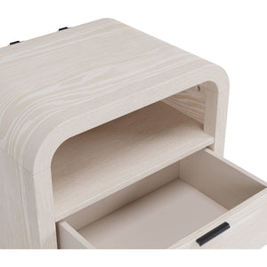 Set of 2 Drake bedside table with one drawer, one shelf and USB charging function in sugar