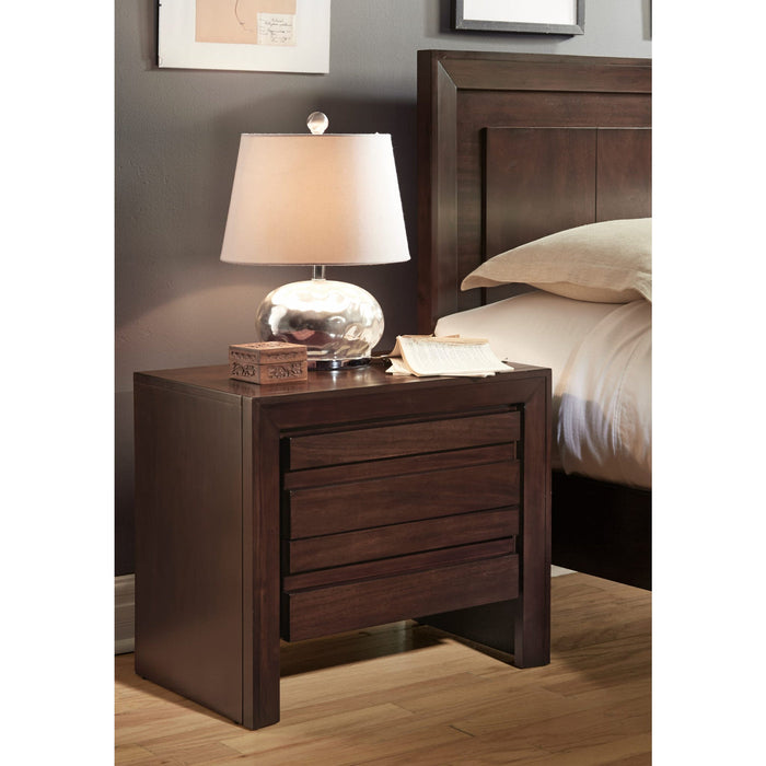 Set of 2 Element charging station bedside table in chocolate brown