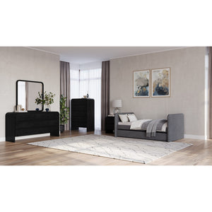 Elora chest of drawers with five drawers made of deep black ash
