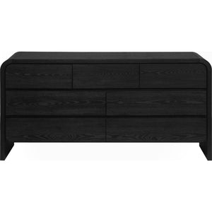Elora chest of drawers with seven drawers and Mirror in deep black ash