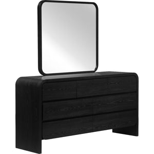 Elora chest of drawers with seven drawers and Mirror in deep black ash
