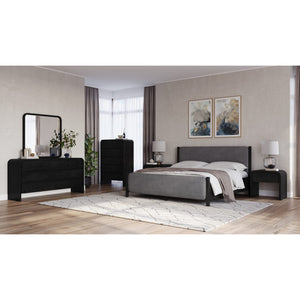 Elora chest of drawers with seven drawers and Mirror in deep black ash