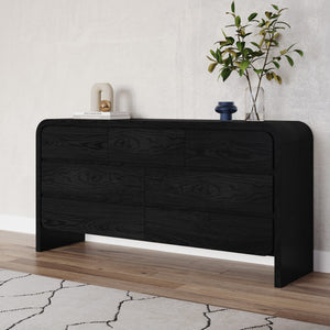 Elora chest of drawers with seven drawers and Mirror in deep black ash