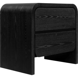 Set of 2 Elora bedside table with two drawers in deep black ash