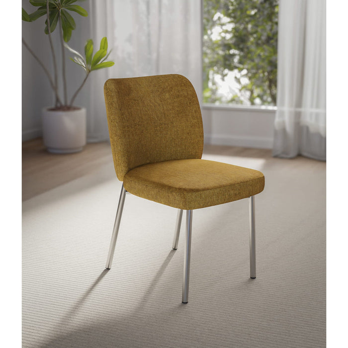 Set of 2 Fomo dining chair with chenille upholstery and stainless steel frame in pineapple