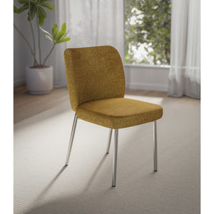 Set of 2 Fomo dining chair with chenille upholstery and stainless steel frame in pineapple