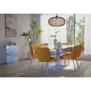 Fomo Chenille-upholstered stainless steel sofa in pineapple