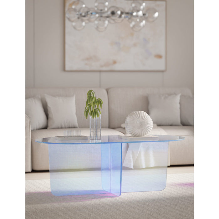 Fomo coffee table made of iridescent glass