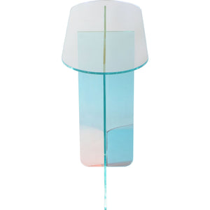 Fomo console table made of iridescent glass