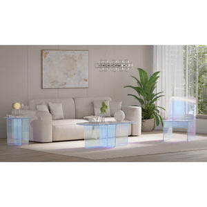 Set of 2 Large Fomo side table made of iridescent glass