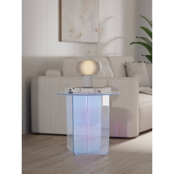 Set of 2 Large Fomo side table made of iridescent glass