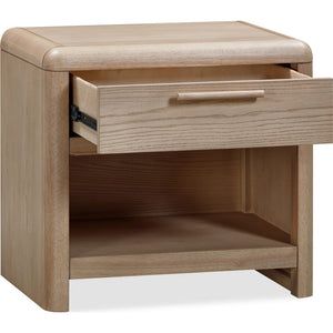 Set of 2 Furano bedside table in ash wood with one drawer and one shelf in ginger