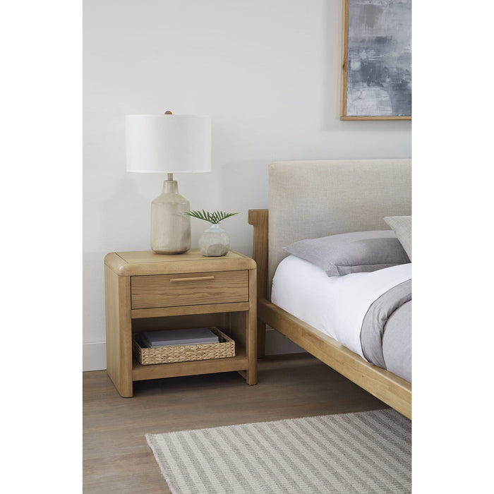 Set of 2 Furano bedside table in ash wood with one drawer and one shelf in ginger