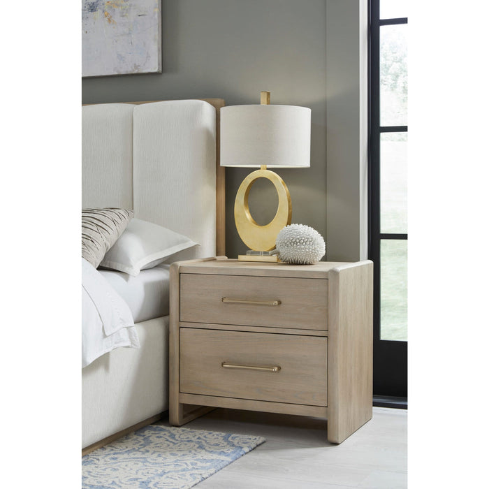 Set of 2 Gardenia oak bedside table with 2 drawers in Chai