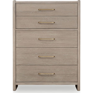 Gardenia oak chest of drawers with five drawers in Chai