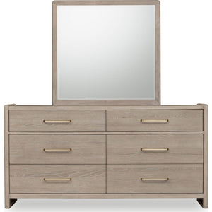 Gardenia oak chest of drawers with six drawers and Mirror in Chai
