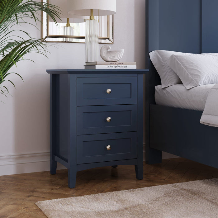 Set of 2 Grace bedside table with three drawers in blueberry