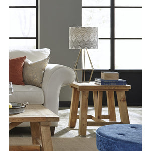 Set of 2 Harby square side table made from reclaimed wood in rustic tawny