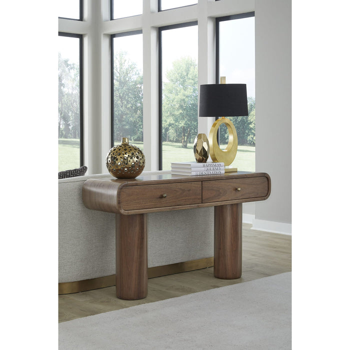Juba console table in walnut wood, Mongoose finish