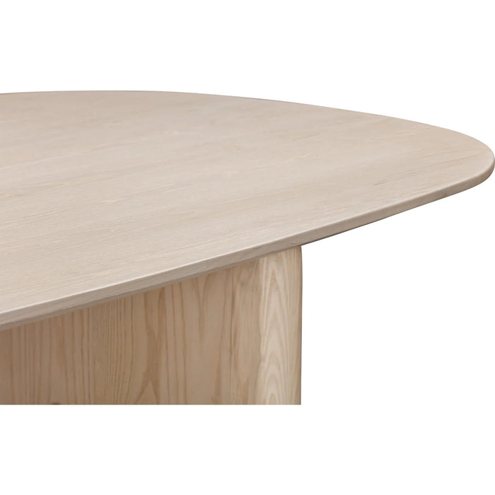 Roose Ash Wood Oval Dining Table Linen Chair Set in White Sand
