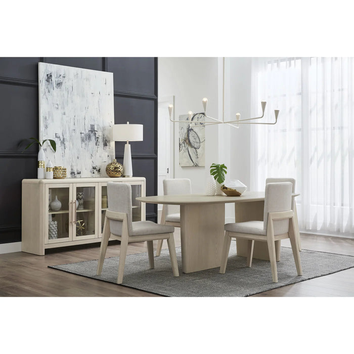 Roose Ash Wood Oval Dining Table in White Sand