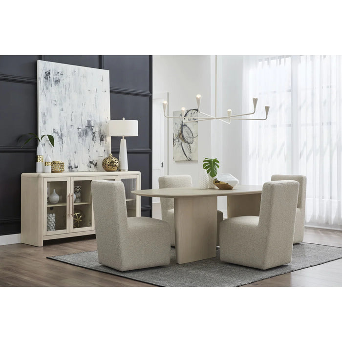 Roose Ash Wood Oval Dining Table in White Sand