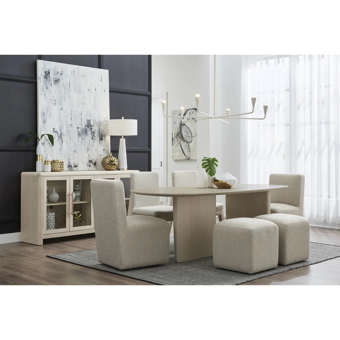 Roose Ash Wood Oval Dining Table in White Sand