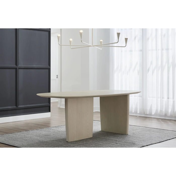 Roose Ash Wood Oval Dining Table in White Sand