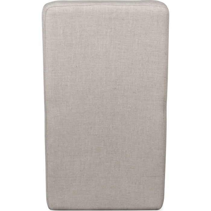 Roose Ash Wood Oval Dining Table Linen Chair Set in White Sand