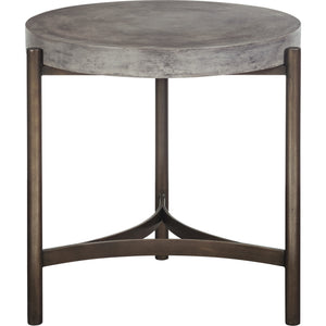 Set of 2 Round Lyon side table made of natural concrete and metal