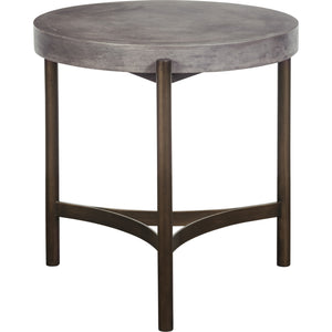 Set of 2 Round Lyon side table made of natural concrete and metal