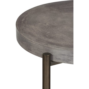 Set of 2 Round Lyon side table made of natural concrete and metal