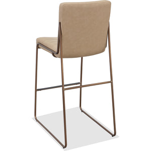 Set of 2 Madison bar stool with metal frame in honey-colored faux leather
