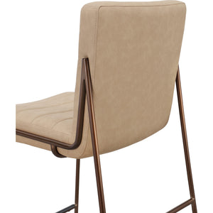Set of 2 Madison bar stool with metal frame in honey-colored faux leather