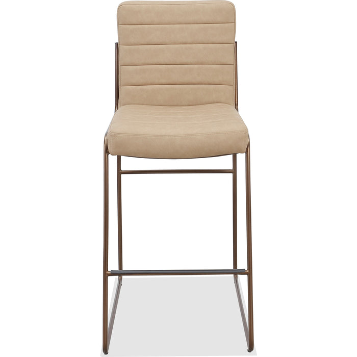 Set of 2 Madison bar stool with metal frame in honey-colored faux leather