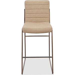 Set of 2 Madison bar stool with metal frame in honey-colored faux leather