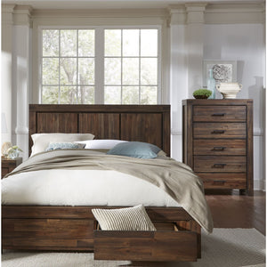 Meadow solid wood chest of drawers with five drawers in brick brown (2024)