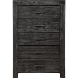 Meadow solid wood chest of drawers with five drawers in graphite (2024)