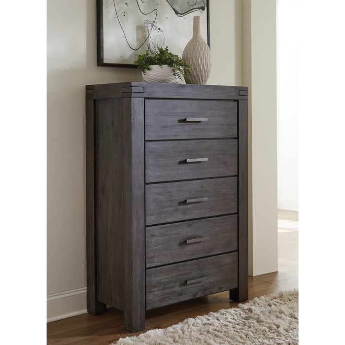 Meadow solid wood chest of drawers with five drawers in graphite (2024)
