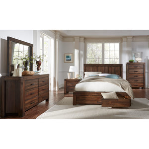Meadow solid wood chest of drawers with six drawers in brick brown (2024)