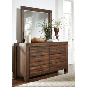 Meadow solid wood chest of drawers with six drawers in brick brown (2024)
