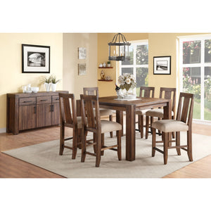 Meadow square bar table made of solid wood in brick brown