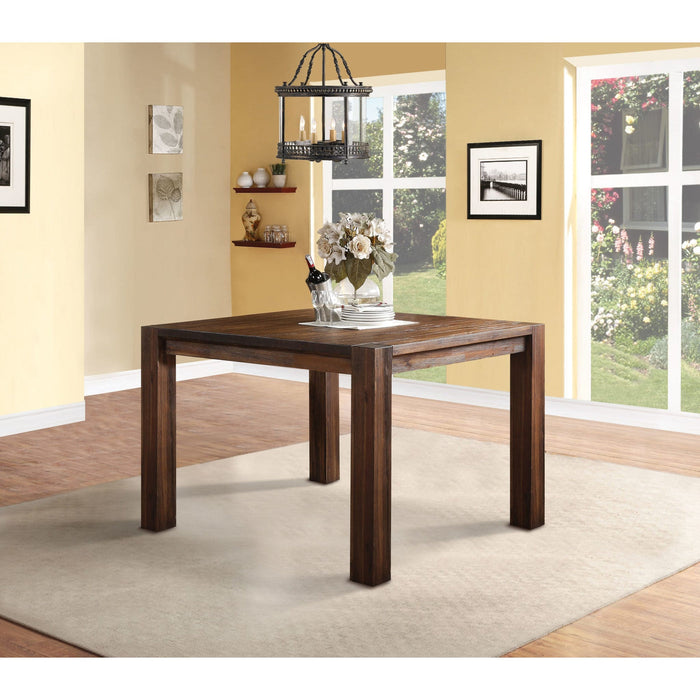 Meadow square bar table made of solid wood in brick brown
