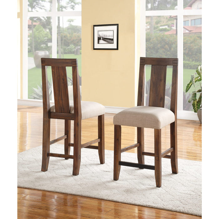 Set of 2 Meadow Upholstered Solid Wood Kitchen Stool in Brick Brown